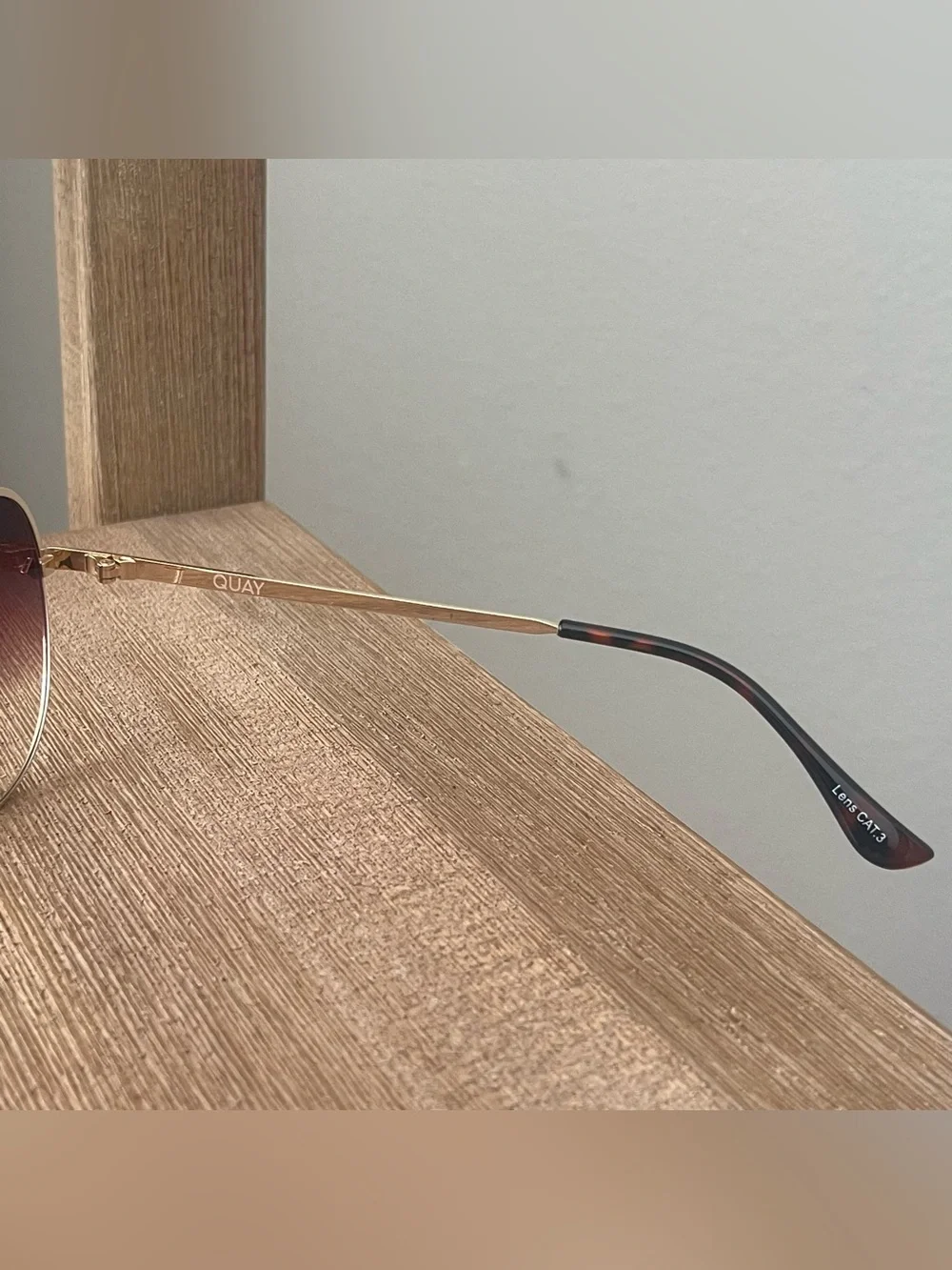 QUAY High Key Micro Gold Aviator Frame Brown Lenses Sunglasses  CAT 3 Gradient